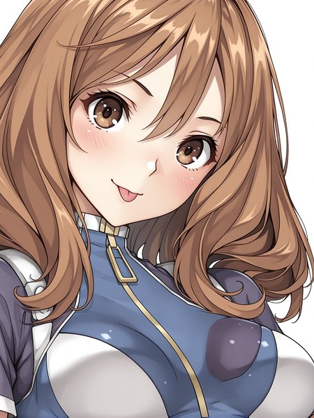 masterpiece,best quality,newest,
1girl,solo,
<lora:rail_clave_ilxl_v1.2:1>,rail_clave,brown hair,brown eyes,r_suit,short sleeves,leotard,zipper,thigh strap,<lora:Fixhands_anime_bdsqlsz_V1:1>,looking_at_viewer,light_blush,cinematic_angle,looking_at_viewer,white_background,simple_background,upper_body,face_focus,portrait,from_back,looking_back,;p,