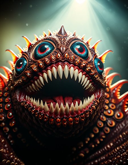 monsterlora, horror (theme), 1monster, teeth, many eyes,cinematiclora,Cinematic Lighting, Dramatic lighting, high contrast, detailed shadows, high-resolution, emotional, harmonious, vignette, highly detailed, high budget, bokeh, cinemascope, moody, epic, gorgeous, film grain, grainy, monsterlora, horror (theme), 1monster, teeth, many eyes, colorful, detailed, epic composition, beautiful dynamic dramatic bright atmosphere, cinematic, vivid, intricate, elegant, inspired, highly varied, complex, color, cool, awesome, creative, surreal, lovely, vibrant, amazing, symmetry, illuminated, sharp focus, astonishing, incredible, fantastic, marvelous