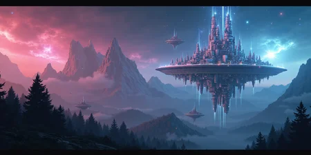 Highly detailed, high resolution photo,futuristic floating city in high orbit over a forest planet. Towering skyscapers,fiber optic highways,pulsating fractals,LED,swirling nebulae of neon-hued light.,  <lora:alien_landscape_flux:1> <lora:aidmaMJ6.1_v0.5_3:0.8> aidmamj6.1 <lora:aidmaImageUpraderv0.3:0.0.35> aidmaimageupgrader <lora:aidmaGLOWV4wc:0.8> aidmaGlow