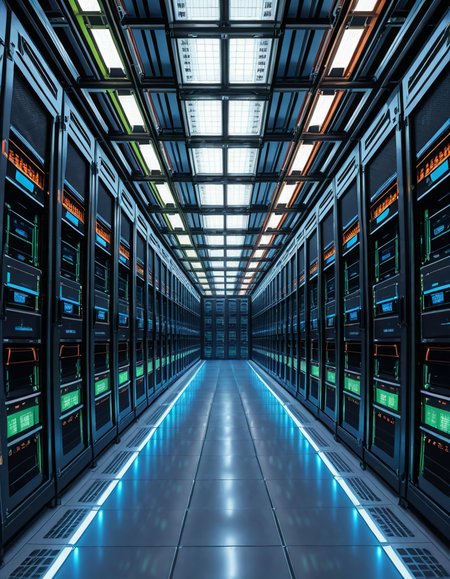 high-security server room illustrious background