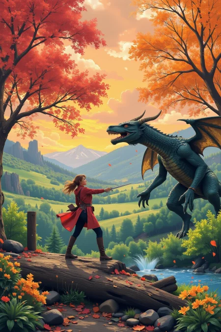 beautiful landscape, medieval warrior woman fighting a dragon with a sword,  multilayer paint splash style,  <lora:Luminous_Shadowscape:0.4> <lora:Hand v2:1> <lora:Anti-Blur:1> <lora:Insane Detail Slider:0.5>   <lora:Flux.1_Turbo_Detailer:0.6>   <lora:flux-photo-transparent_Alpha_1.0:0.8>