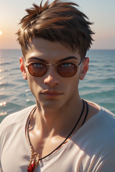 score_9, score_8_up, score_7_up, score_6_up
<lora:DmCDante:0.8>
DmCDante, 1boy, short hair, brown hair, blue eyes, looking at viewer, posing on a luxury yacht, wearing a crisp white shirt and sunglasses, blue ocean all around, sun-kissed skin, relaxed yet sophisticated vibe