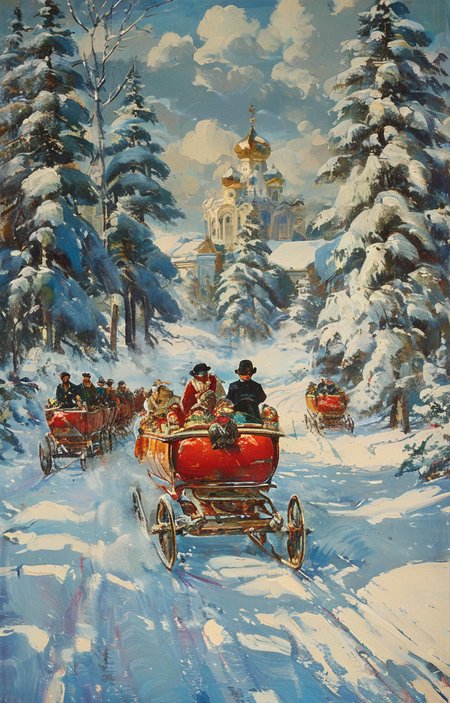 masterpiece,best quality,<lora:tbh263-sdxl:0.9>,illustration,style of Boris Kustodiev animals