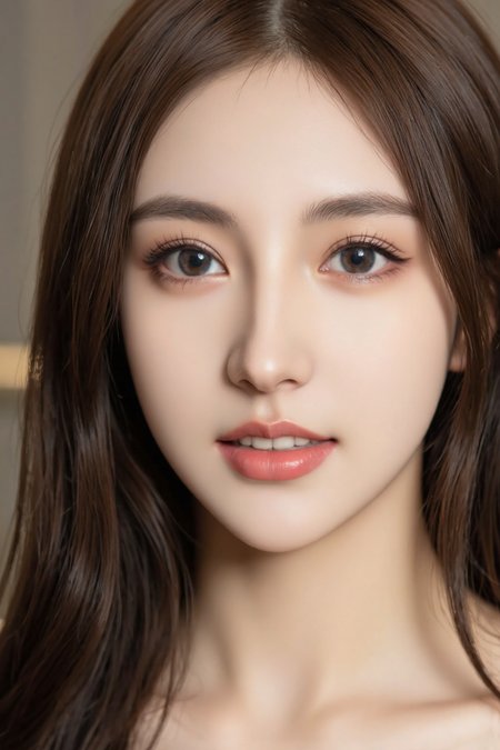 llz,A close-up of a woman with long hair wearing a shirt,seductive smile,realistic,reality,photo.,