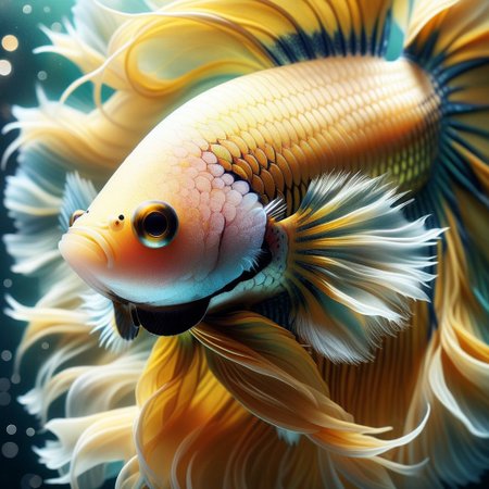 betta fish, sharp focus, kinophoto lens, Ultra-realistic production cinematic character render, ultra high quality, ultra-thin textures, golden ratio, portrait photography, cinematography, soft bokeh, Ultra-realistic rendering. 32k UHD, HDR,