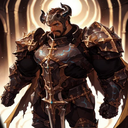 <lora:Vlad__Alchemist_Code-000005:.75> tagatamevlad, vlad_brunette, vlad_black eyes, 1boy, short hair, sideburns, mustache, beard, thick eyebrows, facial scar, cross scar, solo, male focus, manly, bara, muscular male, armor, horned helmet, breastplate, pauldrons, black shirt, gauntlets, cape, pants, armored boots,
<lora:pose_perspective:1>  perspective, blurry background, blurry foreground, {fisheye|profile, semi-profile|from above|from below}, ((cowboy shot)), 
(very short hair), male focus, muscular male, bara, mature, (glossy skin, bara, mature, facial hair,), facial hair, bara, mature,  aixiwuganda_(20222192), very awa, masterpiece, best quality, absurdres, newest, perfect quality, detailed background, intricate details,<lora:slider_Body Type_alpha1.0_rank4_noxattn_last:1><lora:Anime Summer Days 2 Style SDXL_LoRA_Pony Diffusion V6 XL:.6> <lora:slider_cfg_scale_boost:.7><lora:Artist6p:.55>, Artist6p, Artist04p,<lora:slider_il_brightness_slider_d1:-.5><lora:slider_il_contrast_slider_d1:-.5>,<lora:slider_contract_controller_illus01_v1:.3>,<lora:slider_DarkSlider1.2_alpha1.0_rank16_full_300steps:-.3><lora:Heavenly_Beauty_r1:1>, (heavenlybeauty,)<lora:slider_style_strength_controller_illus01_v1:.25>