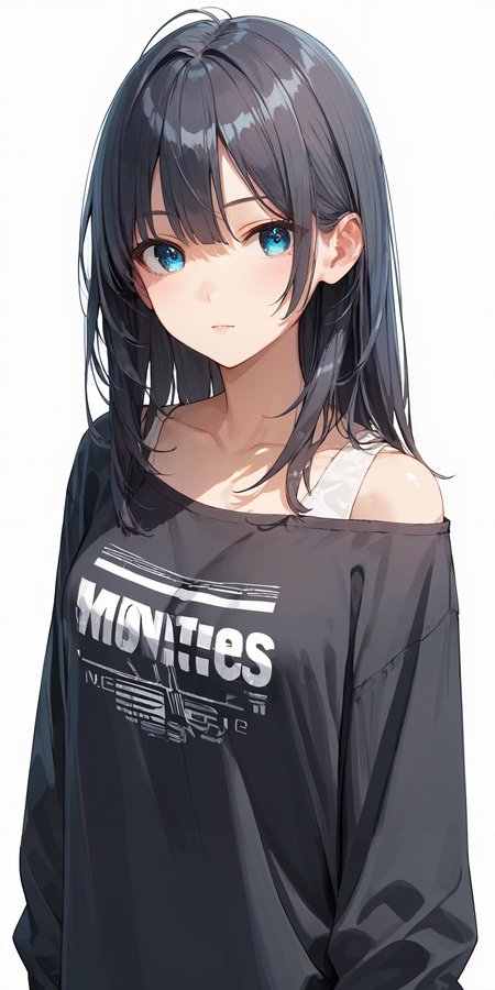 score_9, score_8_up, score_7_up,source_anime, high res image,masterpiece,best quality,girl,cute face,clear skin,shiny hair,ultra detailed eyes,simple background, <lora:wolf cut hair_pony_V1.0:0.7> wolf cut hair,long hair