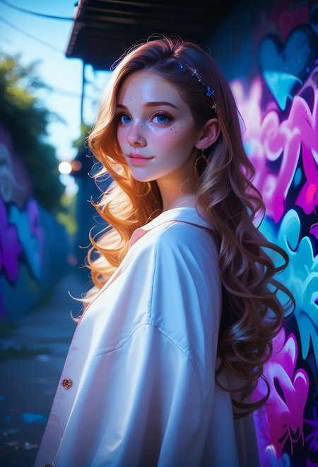 score_9, score_8_up, score_7_up,realistic, film photography,film grain,best quality, masterpiece, dimmed lights, cinematic lighting, dreamy, 1woman, 24yo woman, soft freckles, long hair, graffiti street style, dolleijpony02 <lora:DolleijPONY02-000003:0.75>, Expressiveh <lora:Expressive_H:0.4>