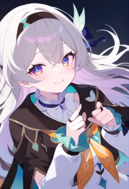 1girl,firefly \(honkai: star rail\),
Best quality,Honkai StarRail, mamimi(mamamimi),((fuzichoco,butterchalk,yoshinari you,mika pikazo)),
bridal gauntlets, black jacket, white shirt, neckerchief, smile, closed mouth, floating hair, 
masterpiece, newest, absurdres, safe,       <lora:firefly_(honkai):1>