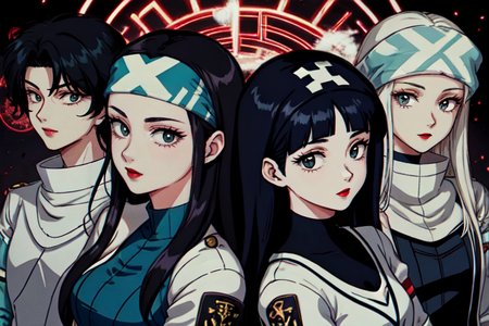 highly insanely detailed, masterpiece, top quality, best quality, highres, 4k, 8k, RAW photo, (very aesthetic, beautiful and aesthetic),  
beth_\(megami_tensei\),bethsmtii,shin megami tensei ii,long hair,black hair,straight hair,sleek black,jewelry,cross,headband,red_lipstick,Tokyo_Millennium,post-apocalyptic_city,dystopian_world,Factory_District,Industrial_zone,mining_site,Private_mansion,guarded_residence,elite_dwelling,Millennium_News_Network,City_news,propaganda_broadcasts,information_contro,Order_of_Messiah,Religious_order,messianic_cult,divine_rulers, 
<lora:zs_Beth:0.6>, 
(1girl:1.3), 1other, 
Village,National_Park,Valley,ba gua,tai chi,yin yang,âââ