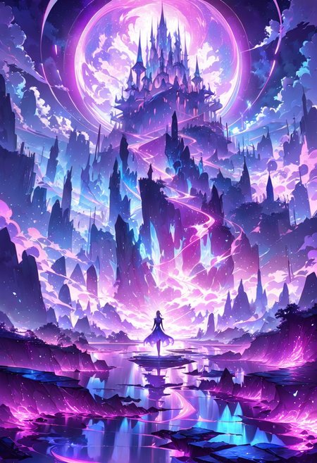 serene night, beautiful sky, dancing silhouette, Complex landscape, best quality, pastel colors, light blue tint, aesthetic Ethereal, Effulgent, Idyllic atmosphere,  Tranquil,  ethereal quality, cinematic volume, Twinkling lighting, glowing aura, global illumination,  glowneon, Anisotropic Filtering, Unrivaled Opus, Unconventional, hyper detailed, HDR,