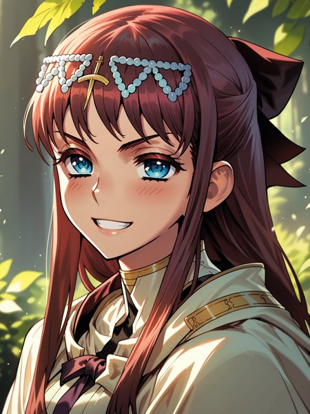 (upper body, solo:1.1) <lora:happy_tentacle-elseria-v0.5-000020:1>, ht_elseria, hair bow, 1girl, circlet () ( :1.1) ( , , ( :1.2) , seductive smile (heavy breathing:0.8) , :1.1) , outdoors, vegetation, ( :1.1), spring \(season\) , (dawn :0.6), , (:0.5), , (european architecture :0.8) ( :0.8) score_9, score_8_up, score_7_up, score_6_up, score_5_up, score_4_up, [(realistic, photorealistic:1.3):(realistic:1.2):24] [(3d:1.2)::16] <lora:LUUNA's Lunas-NijiJourney-SDXL-B2:0.35>, nijijourney <lora:prgfrg23's Counterfeit-V3.0 Style SDXL_LoRA_Pony Diffusion V6 XL:0.5> <lora:mfcg's mfcgXL:0.12> <lora:reweik's gyokai(himehajime)_PonyXL_style_v01:0.14>