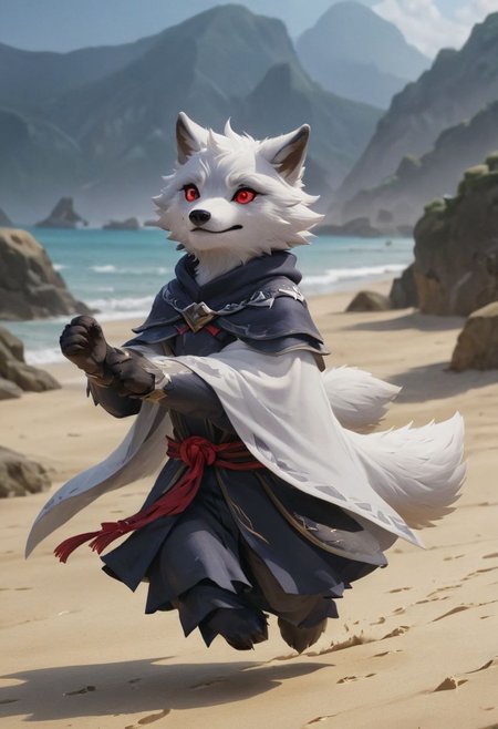 furry wolf, gray wolf, chibi, with red eyes,  beach, 
full-length frontal view, flight phase during running, legs above the ground, wind blowing the cloak, fast running,
Hyperrealistic art "high-quality portrait flat matte drawing of a cute Nendoroid and cartoon style, anime flat style, thick drawing, medium close-up", (solo:1.2), photorealistic:1.5, ultra highres, 8k, texture skin, realistic skin, detailed skin, highest detailed, extreme detailed, 8k wallpaper, colorful, (dark magic), ring with the stone, (intricate details), (hyperdetailed), 8k hdr, high detailed, lot of details, high quality, soft cinematic light, atmospheric perspective (focus on), color Ink wash painting, . Extremely high-resolution details, photographic, realism pushed to extreme, fine texture, incredibly lifelike, two people, two children