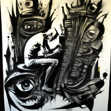 corcoc3s  old male artist at work on sculpture, black ink <lora:corcoc3s:1>