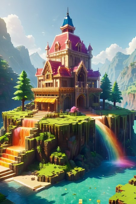 Minecraft style (((Ultra-detailed, 8k, highres, masterpiece)))(((epic-Ultra-HD-details, epic-Ultra-HD-highlights, epic-photo-same-realistic, upscaled-resolution, optimal)))a beautiful serenemagical landscape,<lora:ral-czmcrnbw:0.8>,ral-czmcrnbw,<lora:cs-cr1stal-v2:0.8>,cs-cr1stal-v2,<lora:More_interesting_backgrounds:0.8>,IBG,<lora:more_details:1>,<lora:SyFyEye1_v2.0:0.8>,SyFyEye1, . Blocky, pixelated, vibrant colors, recognizable characters and objects, game assets