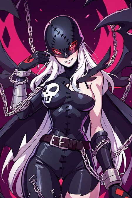 score_9, score_8_up, score_8, medium breasts, (curvy), cute, eyelashes,       BREAK, ,  zzLadyDevi, chain, belt, stitches, claws, gloves, wings, asymmetrical clothes, bodysuit, <lora:LadyDevimon_Digimon_PDXL:0.8>,  , BREAK, smile, looking at viewer, cowboy shot, ,,, embedding:zPDXL, <lora:DiivesP1:0.8>,