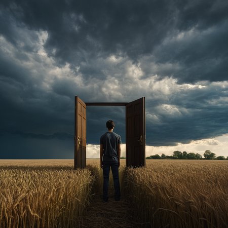 UHD, 4k, ultra detailed, cinematic, a photograph of <lora:Juxtaposition style:1>
Juxtaposition of a man standing in front of two open doors in field with cloudy sky above,solo,short hair,brown hair,black hair,1boy,standing,male focus,outdoors,sky,cloud,night,cloudy sky,night sky,scenery,door,lamp,dark Juxtaposition, artistic, photography, dramatic light, dramatic shadow light, contrast, saturated color, cinematic, filmic, photographic, realistic, realism, perfection, perfect, Juxtaposed, opposite, different things, side by side, syncretism, antithesis, Juxtaposition style, epic, beautiful lighting, inpsiring