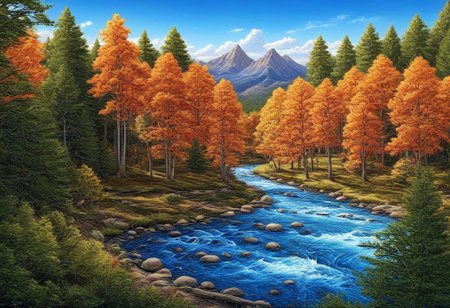 amazing photograph of gorgeous view, award winning, breathtaking, oil painting, 4k, hyperrealistic, dramatic lighting  <lora:Earth35_000010:0.4> <lora:Landscape_Unleashed:0.8>
 "Nature's serene beauty: A tranquil river flowing through a dense forest, with the sun casting a warm glow on the scene."