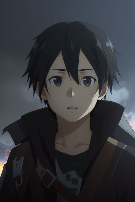 high resolution, solo, best quality, 1Boy, Kazuto Kirigaya, portraits, Black Hair, Black Eyes, dystopia, Plane Crash, OverallDetail
