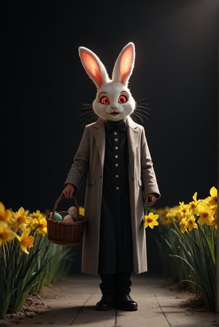 Generation Mode:

sdxl_txt2img

Positive Prompt:

score_9, score_8_up, score_7_up, Happy3aster, yellow flowers, easter eggs in basket, A very detailed dark image, one woman(silhouette:1.25), dark background, (blacklight illumination:1.1), (dark energy:1.2), vibrant magenta hues, (portal to another world:1.1), extremely detailed, intricate design, (limited palette:1.1), predominant pink tones,

Negative Prompt:

low quality, pixelated, nsfw, cleavage, nipples

Positive Style Prompt:

score_9, score_8_up, score_7_up, Happy3aster, yellow flowers, easter eggs in basket, A very detailed dark image, one woman(silhouette:1.25), dark background, (blacklight illumination:1.1), (dark energy:1.2), vibrant magenta hues, (portal to another world:1.1), extremely detailed, intricate design, (limited palette:1.1), predominant pink tones,

Negative Style Prompt:

low quality, pixelated, nsfw, cleavage, nipples

Model:

ponyRealism_v21MainVAE (SDXL)

VAE:

fenrisxl_SDXLLightning (SDXL)

Width:

840

Height:

1256

Seed:

3157272588

Steps:

35

Scheduler:

euler_a

CFG scale:

4

CFG Rescale Multiplier:

0

Seamless X Axis:

false

Seamless Y Axis:

false

High Resolution Fix Enabled:

false

LoRA:

Happy3aster Pony (SDXL) - 0.75