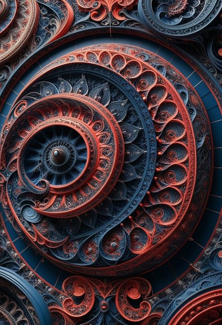 photo of a paisley pattern, boteh, paisley, navy blue, madder red, almond, entwined paislies, official art, aesthetic, dynamic angle, hyper detailed, order and chaos, dark colors, (extremely detailed, intricate details, masterpiece, best quality, 8k wallpaper:1.4), dramatic lighting, (dark blue and madder red palette:1.2), twisting paisley