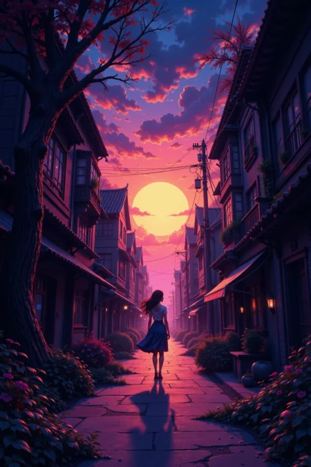 a sinister alley beautiful anime landscape, sunset, woman, very intricate, very detailed, sharp, bright, colorful, <lora:Hand v2:0.5> <lora:Anti-Blur:1><lora:Insane Detail Slider:0.25>  <lora:flux.1_lora_flyway_Epic-detail_v2:0.3> <lora:fluxenhancer:0.25> <lora:ROWER:0.6> <lora:flux-charmer-v1-1:0.4> <lora:Copax StyleMix 3:1>