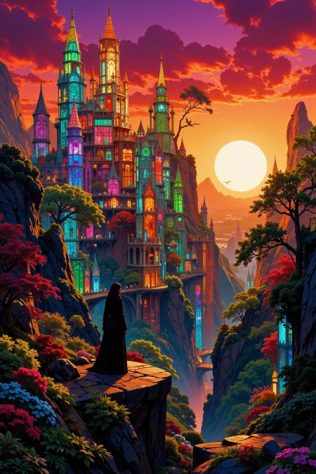The City of Glass beautiful  landscape, dusk, woman, very intricate, very detailed, sharp, bright, colorful, <lora:Hand v2:0.5> <lora:Anti-Blur:1><lora:Insane Detail Slider:0.25>  <lora:flux.1_lora_flyway_Epic-detail_v2:0.3>  <lora:Anime art - Variant 2:1>