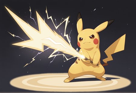 no humans, pikachu, holding lightning bolt symbol,  brave_pose <lora:Brave_Pose:1>, masterpiece, best quality, amazing quality, very aesthetic, absurdres, highres, newest