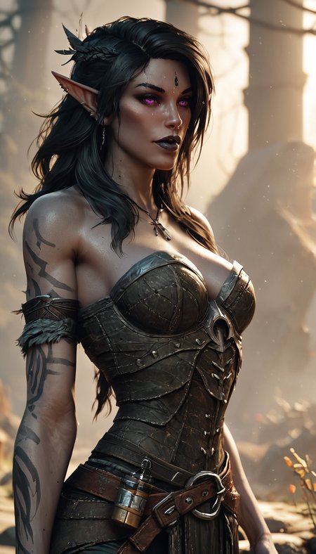 score_9, score_8_up, score_8_up, layering, ultra detailed, (ultra wide angle shot:0.65), shallow depth of field, alluring curves, tasteful sensuality, softcore, pinup girl pose, 1girl, ((dunmer)), skyrim, elder scrolls, dark elf, ((dark grey ashen skin)), drow with dark grey skin, dark grey lips, tall and slender, supermodel look with pronounced sharp cheekbones and narrow sharp long chin, photo, painting, light rays, <lora:Dunmer:1.15>,  <lora:Skyrim_Project_SDXL_r1:0.6> <lora:Fant5yP0ny:0.7>,  <lora:MJ52:0.5> <lora:NM_Karliah:0.5> NM_Karliah, purple eyes, long hair, brown hair, black hair,lips, makeup, Karliah