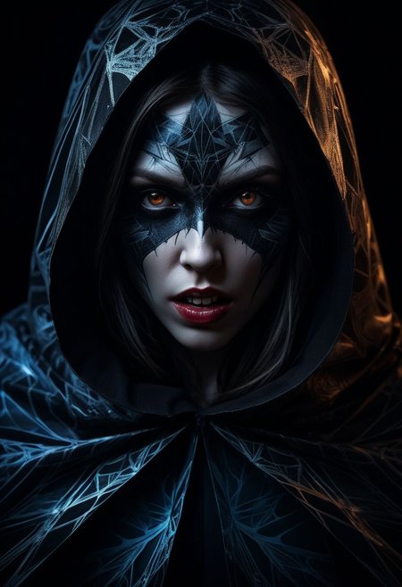 mysterious silhouette vampire woman with cape, sharp fangs, goddess, alluring, by Minjae Lee, Carne Griffiths, Emily Kell, Steve McCurry, Geoffroy Thoorens, Aaron Horkey, Jordan Grimmer, Greg Rutkowski, amazing depth, double exposure, surreal, geometric patterns, intricately detailed, bokeh,  perfect balanced, deep fine borders, artistic photorealism , smooth,  great masterwork by head of prompt engineering   <lora:add-detail-xl:2>  <lora:Double_Exposure:0.5>