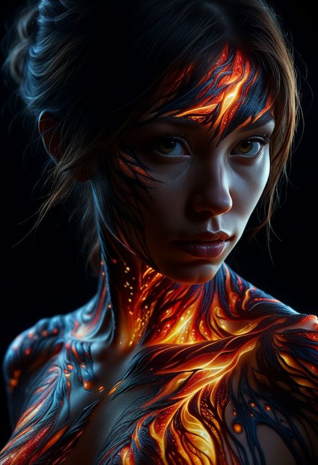 Close-up face, mysterious silhouette of a woman ral-lava clothing, backlit, alluring goddess, by Minjae Lee, Carne Griffiths, Emily Kell, Steve McCurry, Geoffroy Thoorens, Aaron Horkey, Jordan Grimmer, Greg Rutkowski, amazing depth, double exposure, surreal, geometric patterns, intricately detailed, bokeh,  perfect balanced, deep fine borders, artistic photorealism , smooth,  great masterwork by Suiras  <lora:add-detail-xl:2>  <lora:Double_Exposure:0.5>