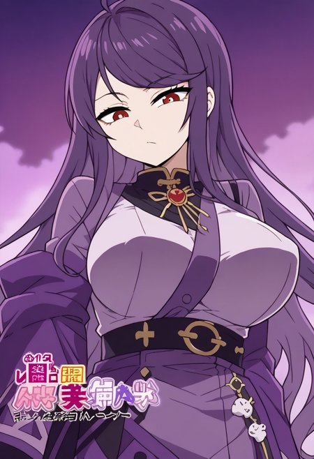 1girl, gundou mirei, red eyes, long hair, virtual youtuber, swept bangs, purple hair, parted bangs, <lora:pony_char_gundou_mirei-000030:1>  ,,,,,, anime coloring, anime screencap, 1girl,Solo ,, anime,PUFFY nipple,huge breasts,,official art, Uncensored ,Unedited ,,,, , ,,,