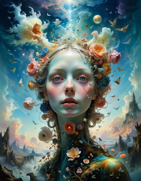 by David Bailey, by John Anster Fitzgerald, by Christopher Jin Baron , amorphic, ghostly, eerie, spiritual, shapeless, spectral, (the head up high in the sky:1.4), digital painting, highly detailed and hyper surrealistic, perfect composition, harmonic colors, dramatic lighting
<lora:add-detail-xl:0.5> <lora:xl_more_art-full_v1:0.5> <lora:MJ52_v2.0:0.5>  <lora:MJ52:0.2>