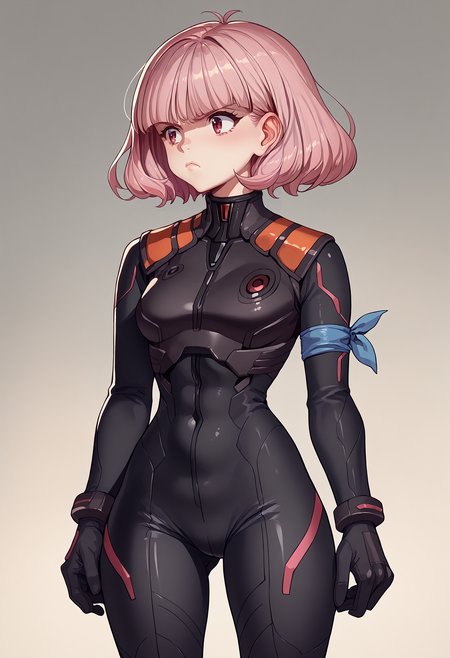 score_9, score_8_up, score_7_up, score_6_up source_anime <lora:midori_eva_alpha-000009:.9>  midori, short hair, black bodysuit, blue armband, <lora:xxnikichenxxArtistStyle_v10:1> annoyed,