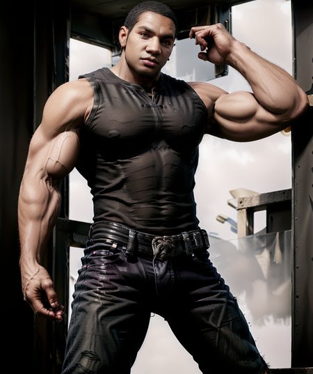 cole_train, dark skin, black tank top, black jeans, black tanktop <lora:Augustus_Cole:0.8>