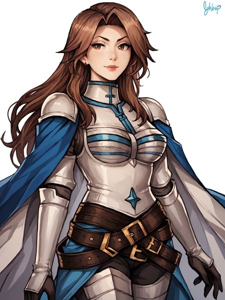 score_9, score_8_up, score_7_up, score_6_up, score_5_up, score_4_up, rating_explicit,
BREAK
1girl, katalina \(granblue fantasy\), brown hair, parted bangs, long hair, brown eyes, adult, mature,
BREAK
solo, cowboy shot, armor,
BREAK
white background, simple background, realistic, <lora:Lunas-MatildaFiship-SDXL-A1:1> <lora:Lunas-Katalina-Granblue-SDXL-A1:1>