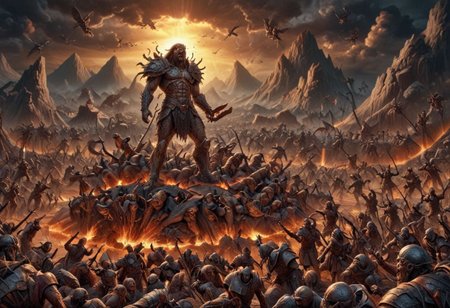 intricate details, UHDR, 32, epic scene, super, photos, super focus on the whole image of ((biblical apocalypse)), detailed images, far perspective, good and sharp focus