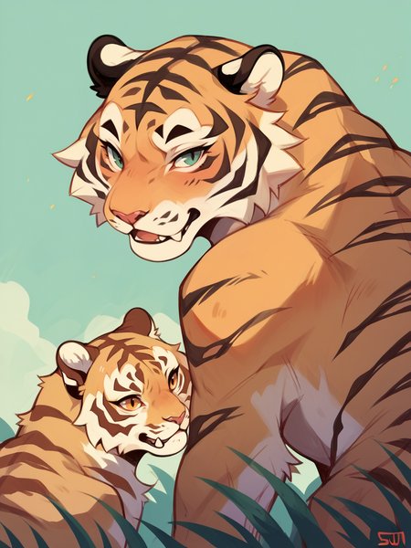 score_9, score_8_up, score_7_up, score_6_up, score_5_up, 1girl,  <lora:su1zXLP:1> su1z, tiger, feral