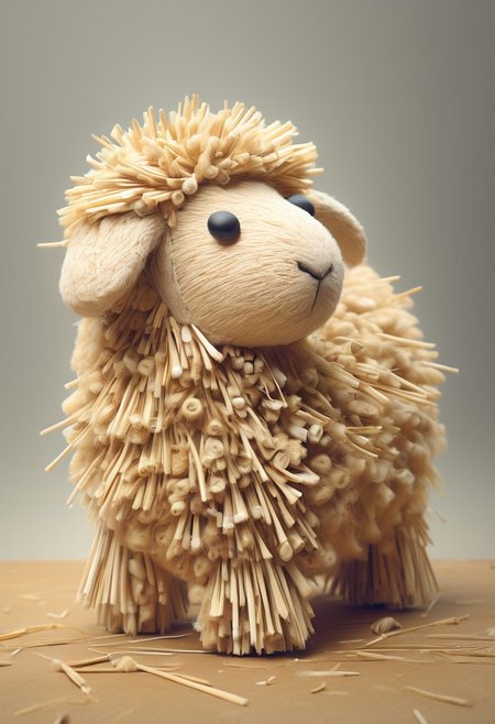 masterpiece, best quality, high resolution, 
straw sheep, cute