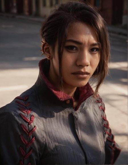 score_9, score_8_up, score_7_up,score_6_up,high resolution,haymar,photo,realistic,asian,1girl,brown hair,hair bun,earrings,jacket,long sleeves,boots,pants, volumetric lighting,rim lighting,dramatic shadow,upper body,in street,dynamic pose,looking at viewer,from above