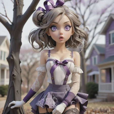 sketch, doodle, drawing, illustration, beginner level, masterpiece, intricately detailed, best quality, absurd resolution,makeup, looking to the side, white eyes, ribbon, solo focus, blurry, wire, bare tree, purple eyes, closed mouth, pantyhose, torn pants, skirt, gloves
 <lora:artfulltEIGHLEIGHEN2_SDXL_V:1.0>