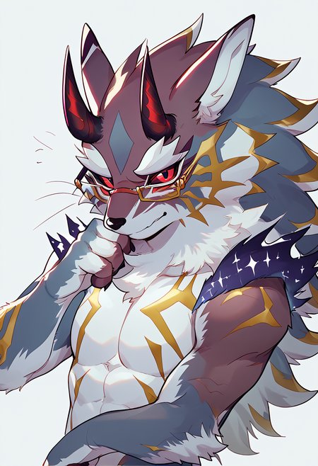 score_9, score_8_up, score_7_up, high quality, hires, solo, bael, housamo, tokyo afterschool summoners, furry, red sclera, naked glasses, shy, looking at viewer, <lora:Bael_TAS_Housamo:1>, <lora:add-detail-xl:2>