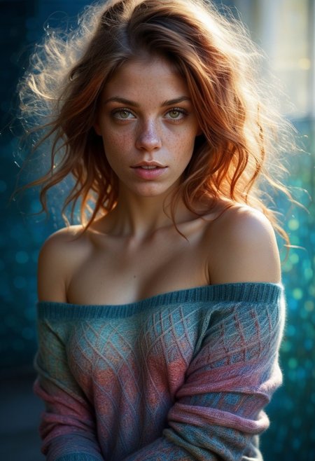 mysterious girl with freckles, an exotic milf in off-shoulder sweater, fading backlit background, pastell colours, alluring goddess, by Minjae Lee, Carne Griffiths, Emily Kell, Steve McCurry, Geoffroy Thoorens, Aaron Horkey, Jordan Grimmer, Greg Rutkowski, amazing depth, double exposure, surreal, geometric patterns, intricately detailed, bokeh,  perfect balanced, deep fine borders, artistic photorealism , smooth,  great masterwork by Suiras  <lora:add-detail-xl:2>  <lora:Double_Exposure:0.5>