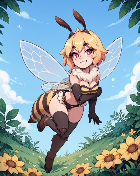 <lora:OMG-Is-DucHaiten_v1.0:0.45>, score_9, score_8_up, score_7_up, score_6_up, score_5_up, score_4_up,  <lora:V5.1_retrain:1> Bee, arthropod girl, antennae, insect wings,