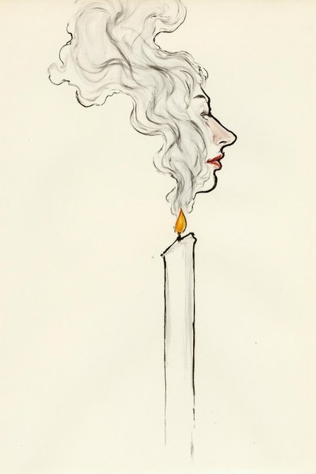regr1 sketch. Wisps of smoke rising from a candle in the form of a woman's profile <lora:regr1_fashion_nocap_d6a3:1.0><lora:807334640819064456:0>