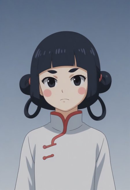 source_anime, anime screencap, source_anime, auratheguillotine, anime screencap, masterpiece, source_anime, shiny skin,,,,,,,,,<lora:jasmineMedi_illustriousXL_v01:1> jasmindef, black hair, blunt bangs, short hair, black eyes, blush stickers, hair rings, sidelocks, small brows, chinese clothes, white dress,