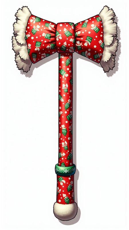 An anime depiction of a wrapped in christmas paper, ChristmasWrapped Oar. Entirely wrapped up in christmas paper. Entirely wrapped in christmas wrapping paper, shaped like the object.
<lora:ChristmasWrappedFlux:0.6>