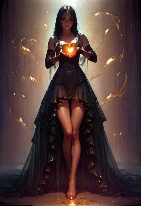 score_9, score_8_up, score_8,  full body, sorceress, solo, black dress, black lace gloves, petite body, black hair, holding a glowing golden heart, elegant, graceful  <lora:pony/twilight_style:0.8> concept art, realistic <lora:sdxl/princess_xl_v2:0.8> <lora:sdxl/sinfully_stylish_sdxl>