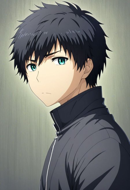 high resolution, solo, best quality, 1Boy, Arata Kaizaki, Black Hair, portrait, looking at viewer, focused gaze forward, upper body, head upright, envy, OverallDetail