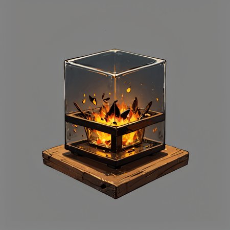 otherworldly, hexagonal composition, glass jar, wooden table, fireflies, night, outdoors, simple background  <lora:hexagon_composition_03:0.6>